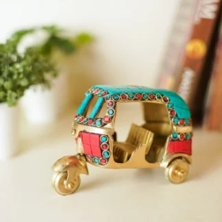 Auto Rickshaw Metal and Stones Handcrafted Gift