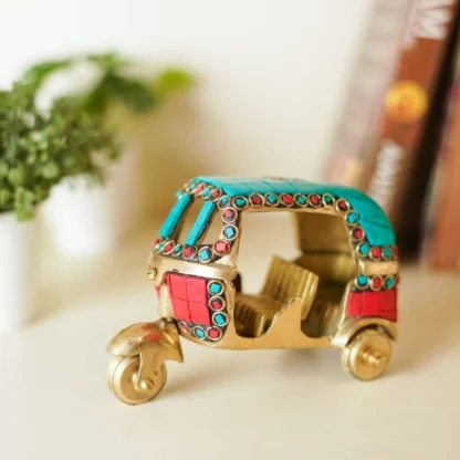 Auto Rickshaw Metal and Stones Handcrafted Gift